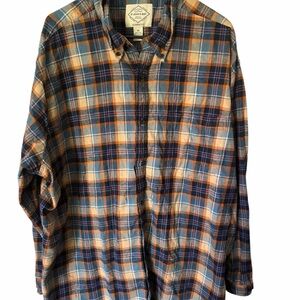 St. John's Bay Blue and Orange Plaid Shirt